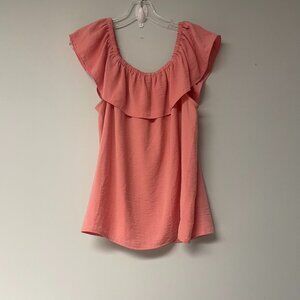 Nine West Womens Size Large Peasant Top Boho Retro Hippie Inspired Ruffled